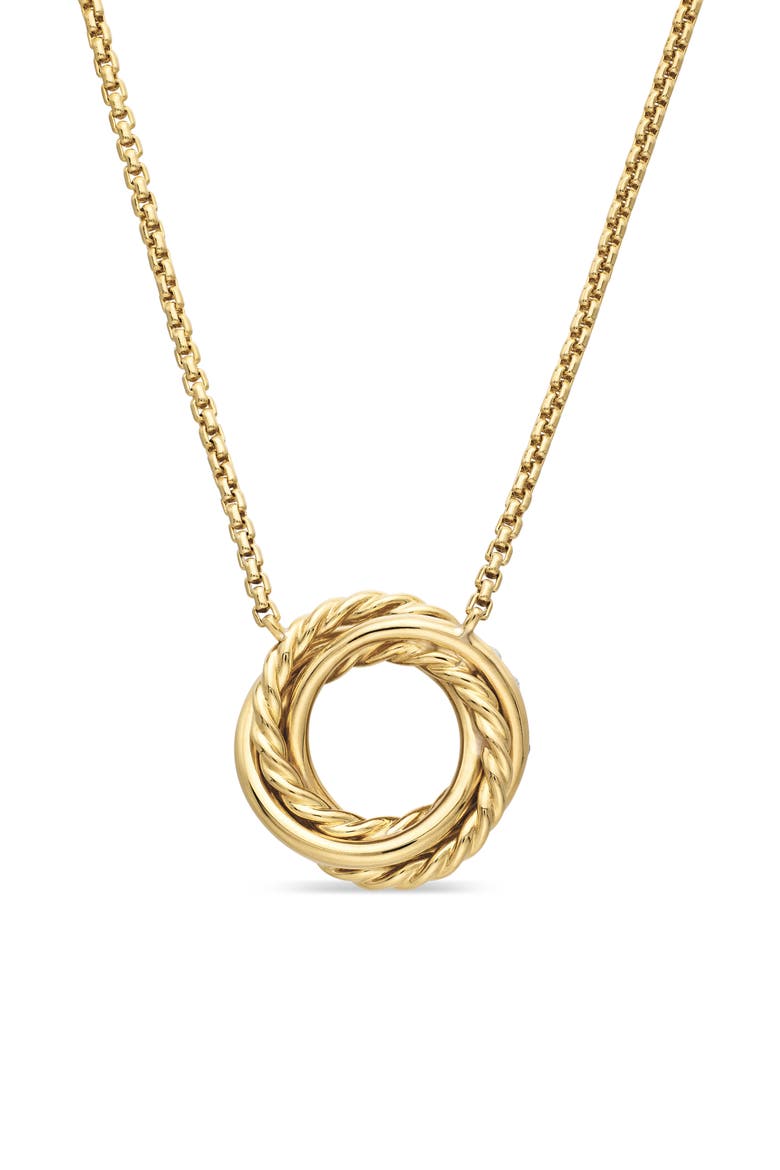 Petite Pavé Crossover Pendant Necklace in 18K Gold with Diamonds, Alternate, color, 18K YELLOW GOLD