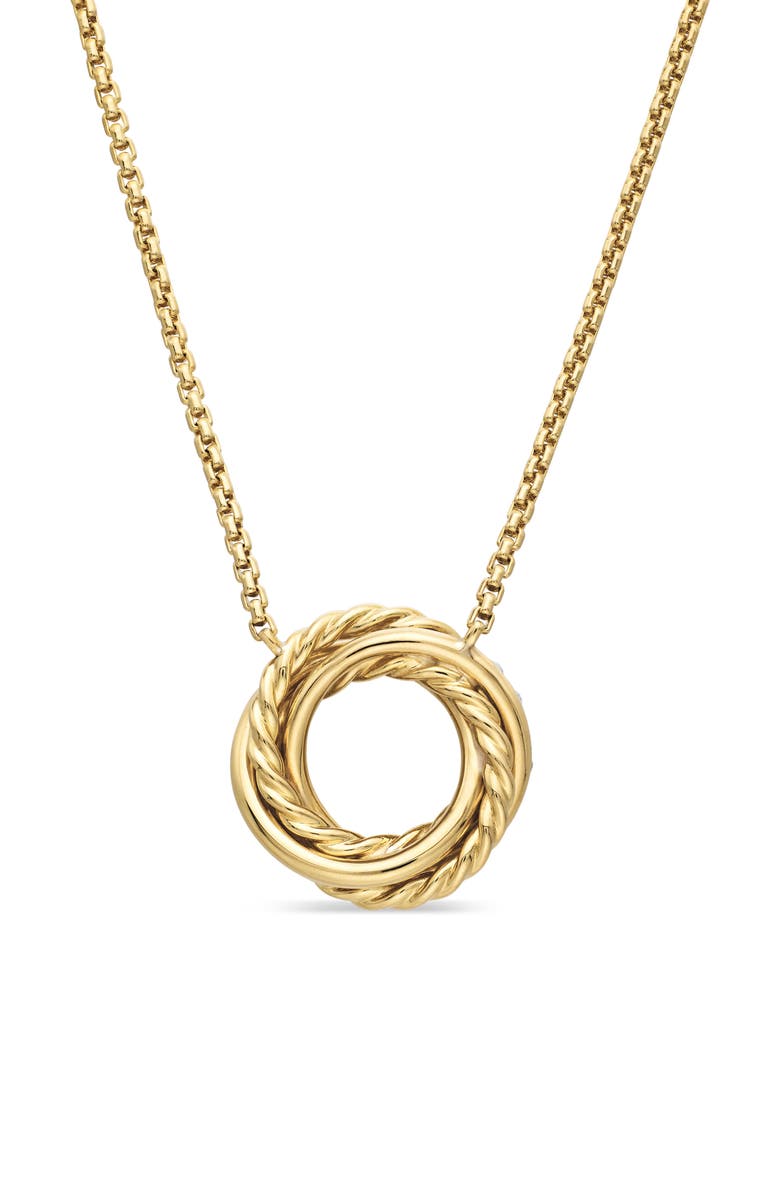 David Yurman Petite Pavé Crossover Pendant Necklace in 18K Gold with Diamonds, Alternate, color, 18K Yellow Gold