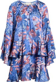 MELLODAY Leaf Print Long Sleeve Dress