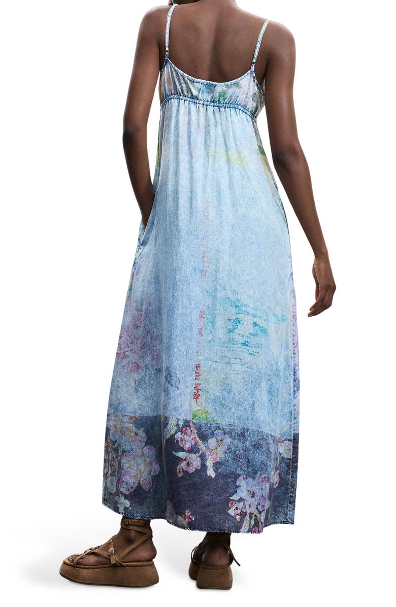 Desigual Floral Print Denim Dress, Alternate, color, 