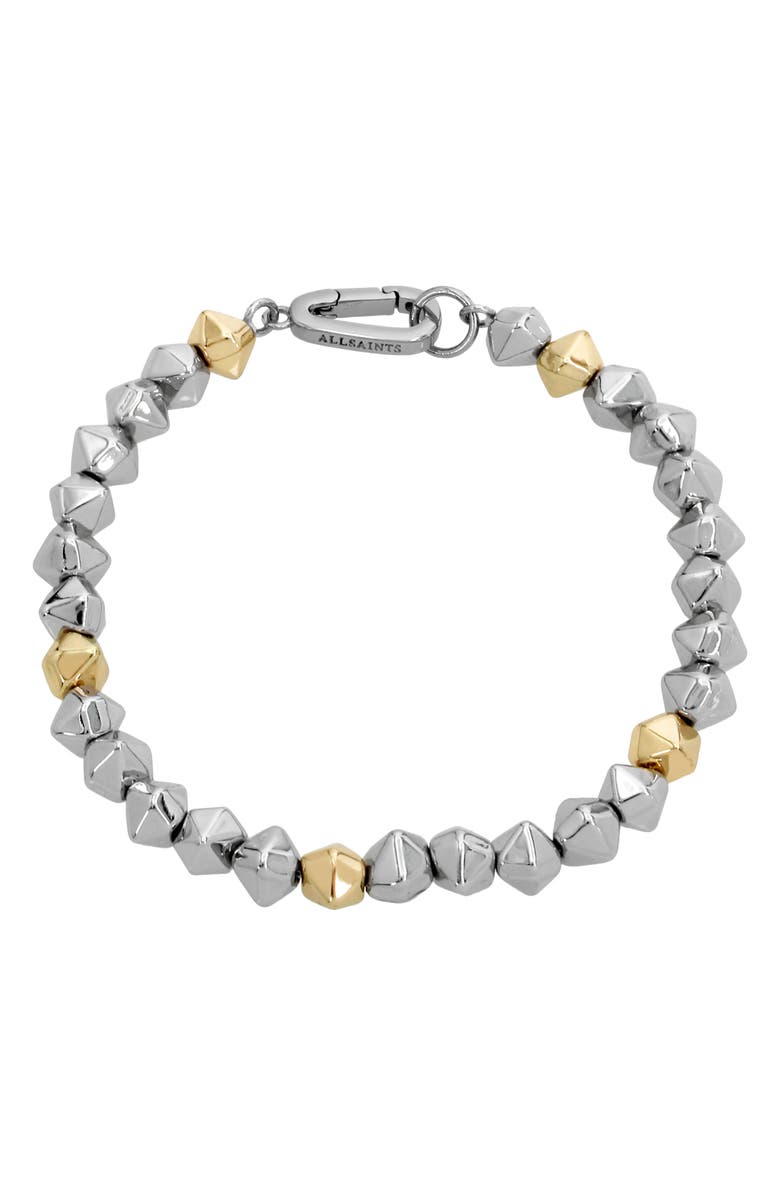 AllSaints Two-Tone Geometric Beaded Bracelet, Main, color,