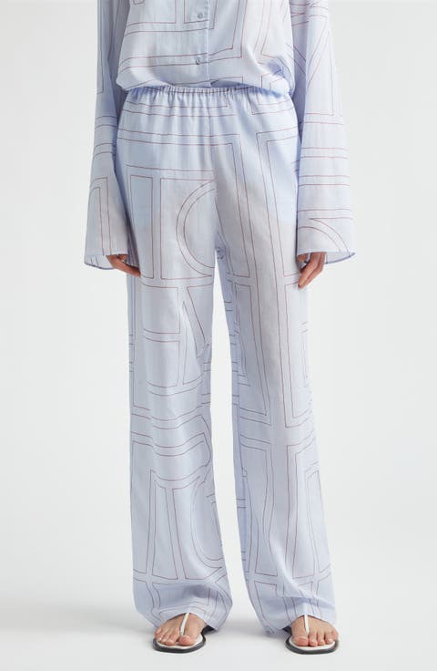 Monogram Embroidered Pull-On Pants