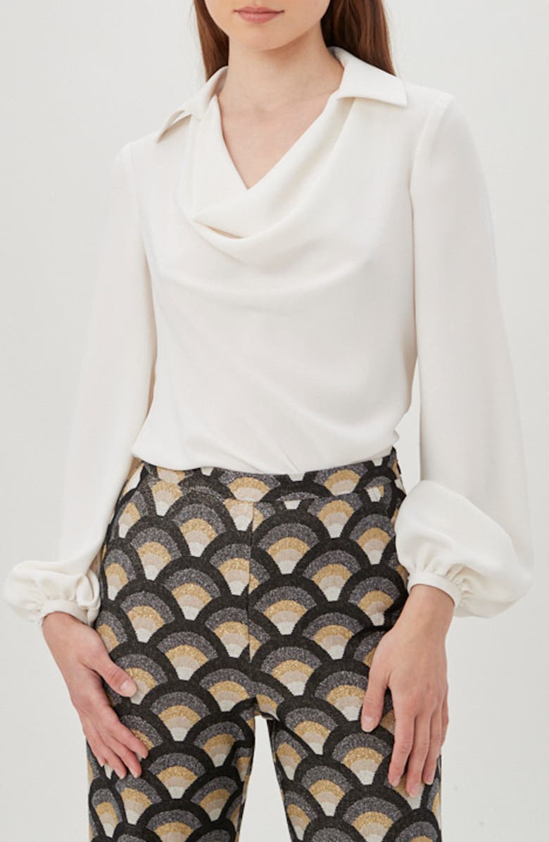 Trina Turk Tanoshi Cowl Neck Top, Main, color, Winter White