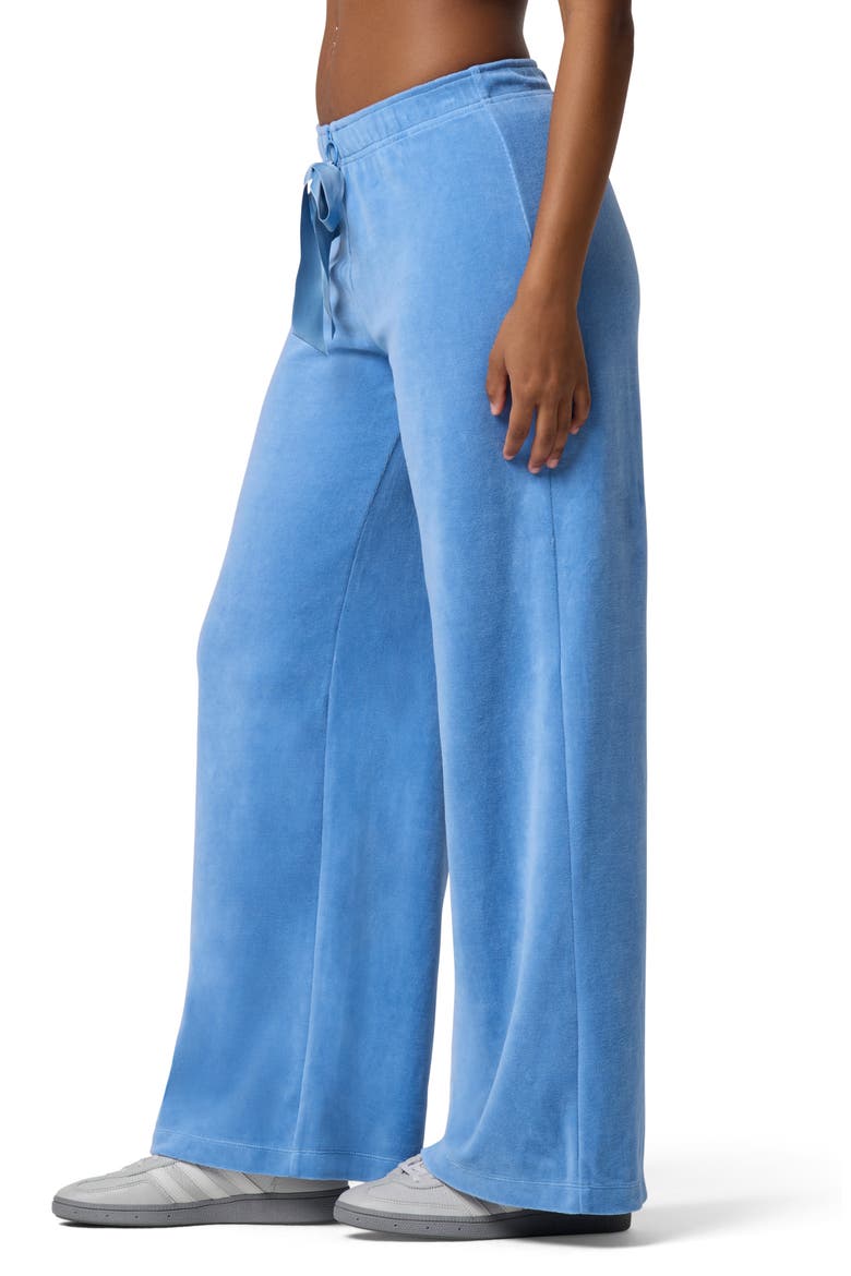 Velour Wide Leg Pants, Alternate, color, VINTAGE BLUE