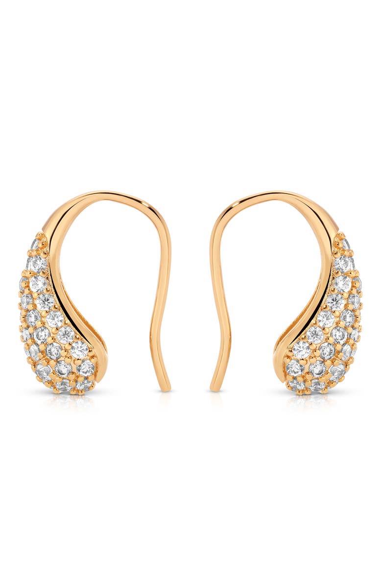 Ettika Pavé Teardrop & Freshwater Pearl Front Back Earrings, Alternate, color, Gold