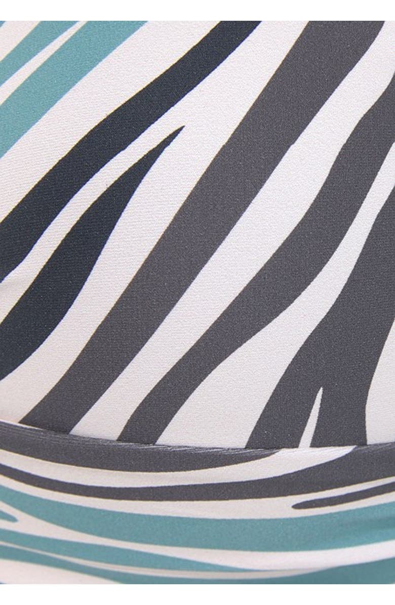 LASCANA Zebra Print Mid Rise Bikini Bottom, Alternate, color, Turquoise & Black