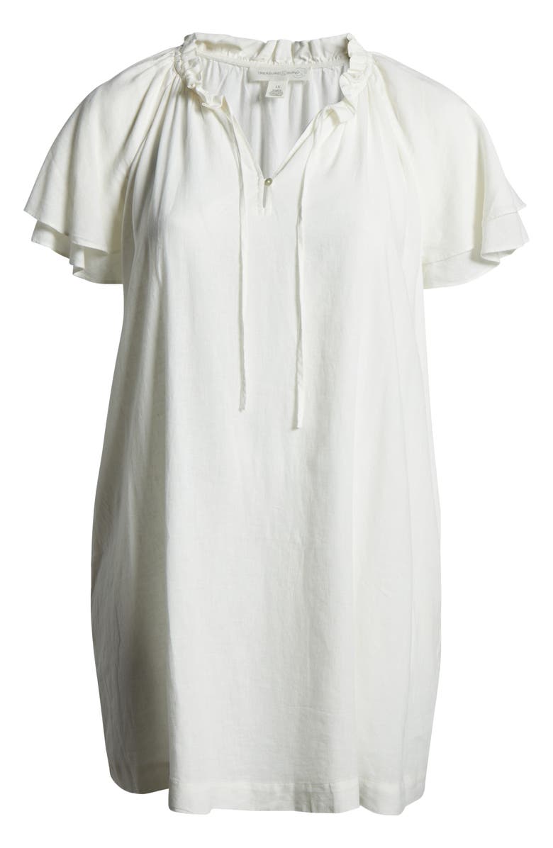 Treasure & Bond Flutter Sleeve Linen Blend Shift Dress, Alternate, color, Ivory Dove