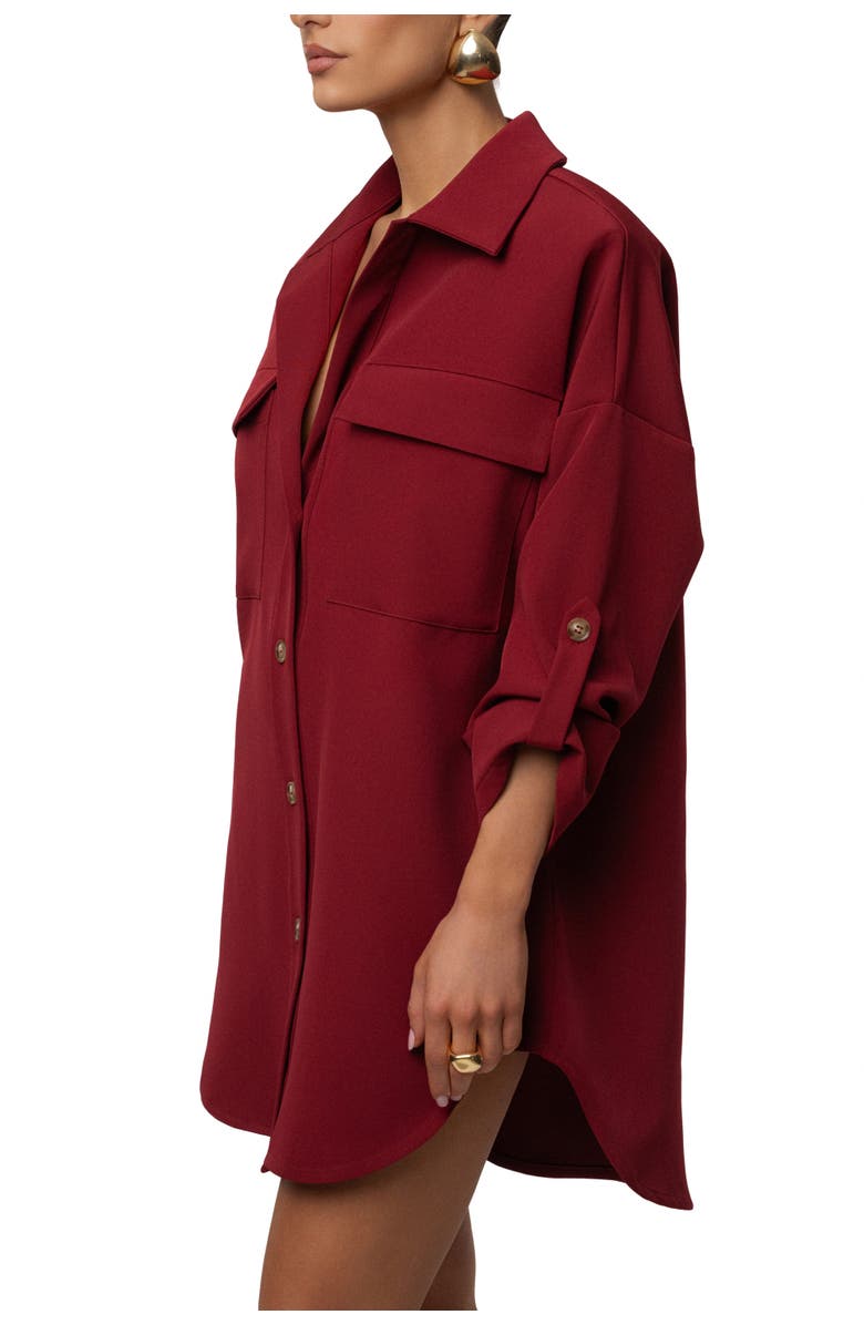 JLUXLABEL Downtime Collared Shirt Dress, Alternate, color, Burgundy