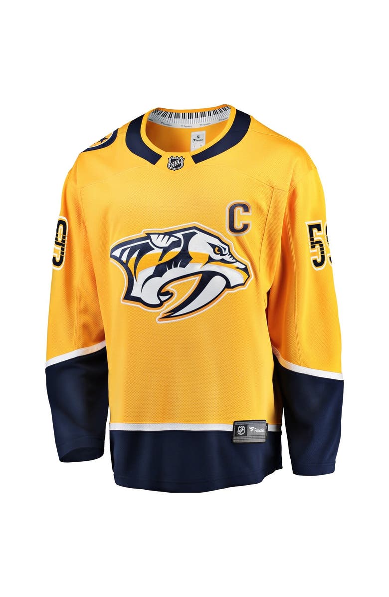FANATICS Men's Fanatics Branded Roman Josi Gold Nashville Predators Breakaway Player Jersey, Alternate, color, 