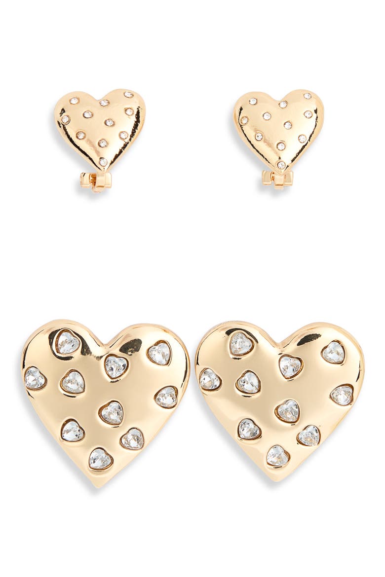 Set of 2 Match with Mama Heart Stud Earrings, Alternate, color, GOLD