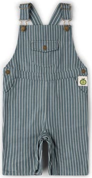 Little Green Radicals Kids' Stripe Organic Cotton Twill Overalls