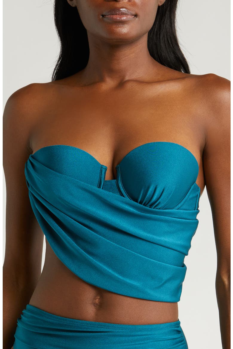 Draped Asymmetric Bikini Top, Main, color, SHINNY MARE
