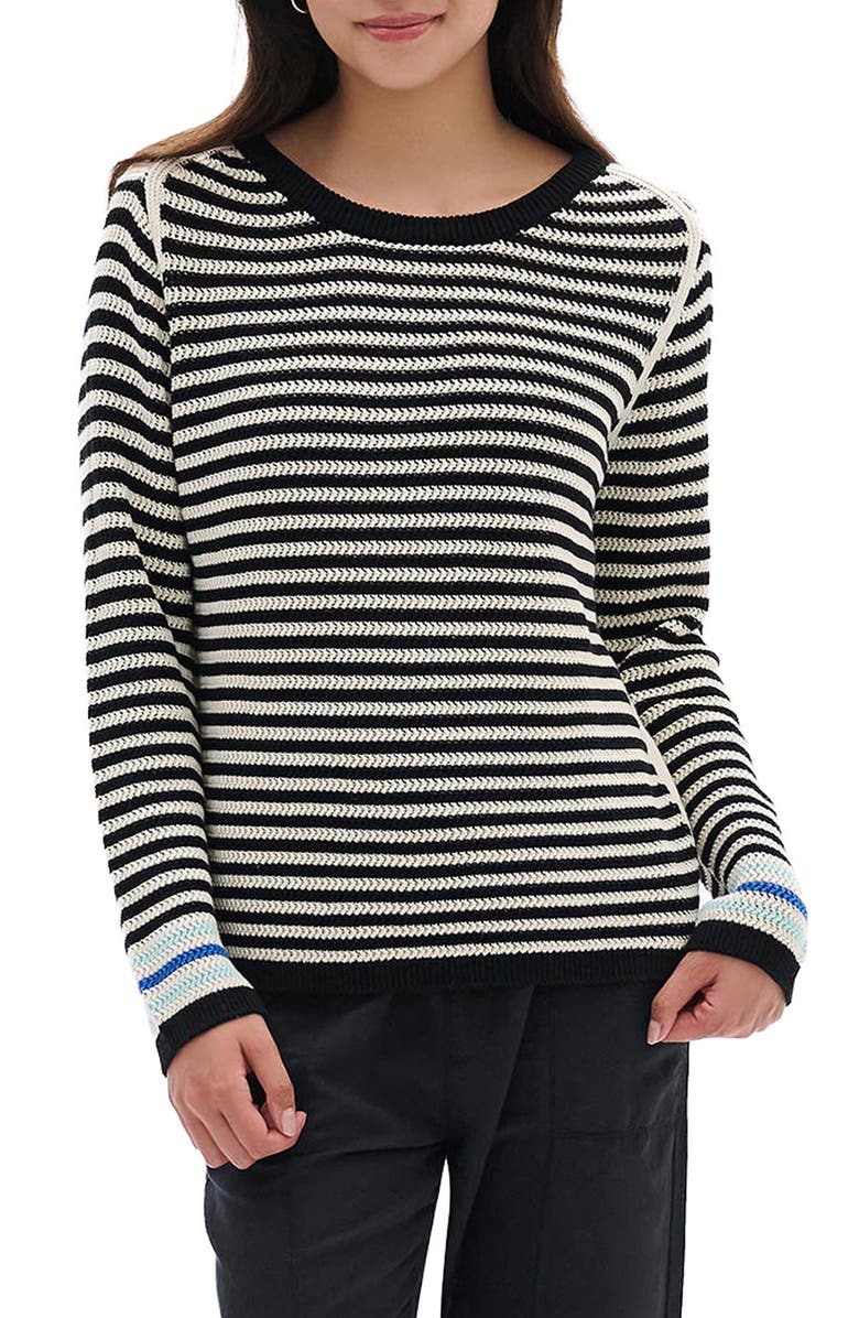 Hatley Pointelle Stripe Sweater, Main, color, Black
