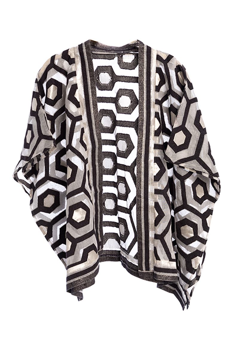 Geo Poncho, Alternate, color, BLACK