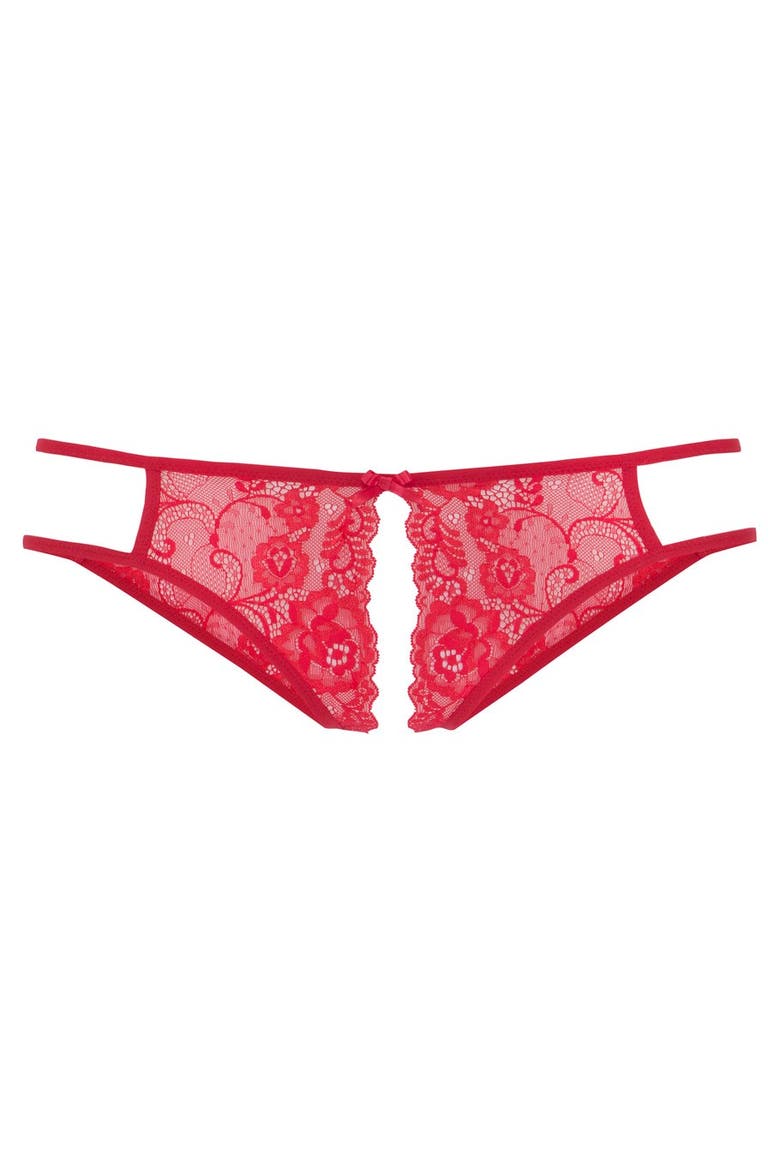 Lace Open Brief, Alternate, color, Red