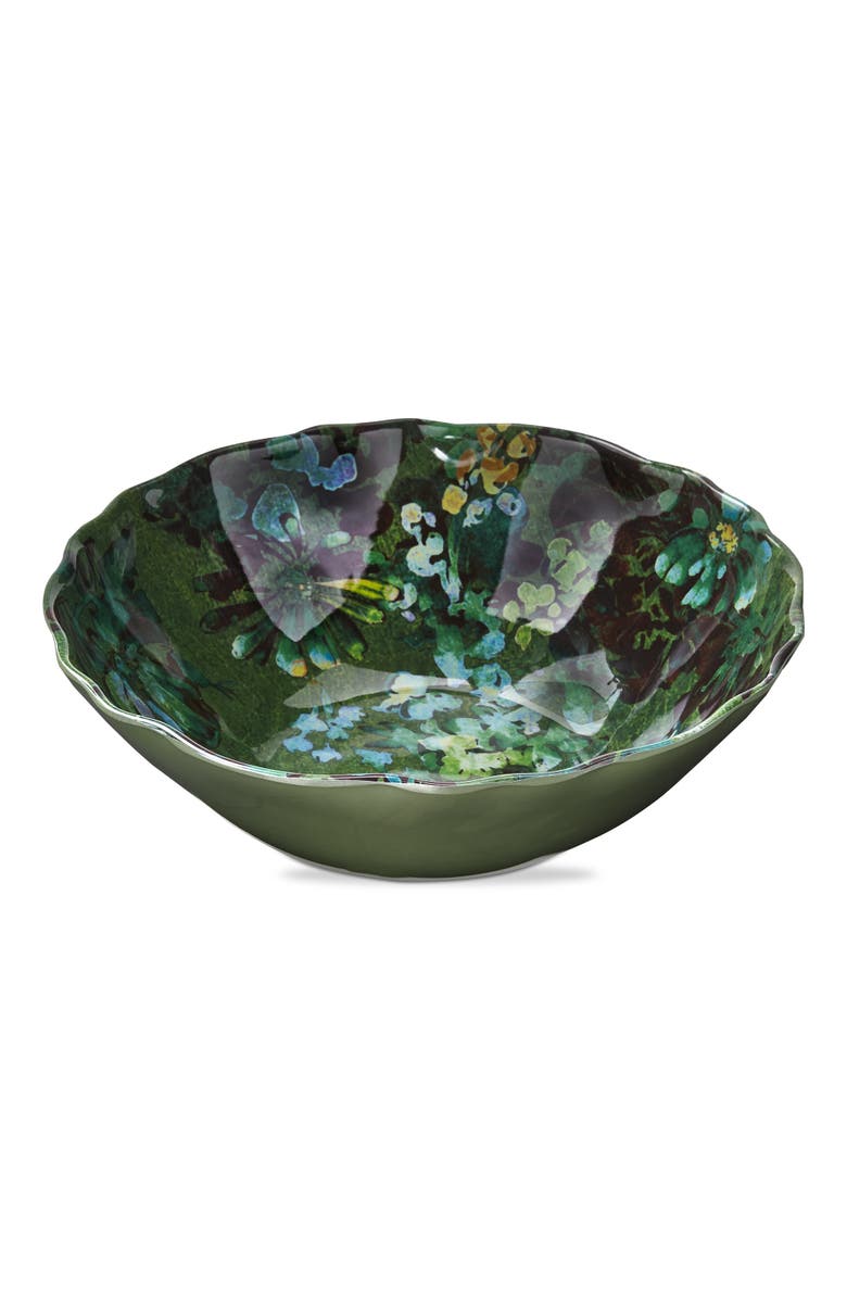 tag Botanica Green Floral Print Melamine Serving Bowl Indoor Outdoor, Main, color, Green