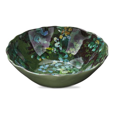 Botanica Green Floral Print Melamine Serving Bowl Indoor Outdoor