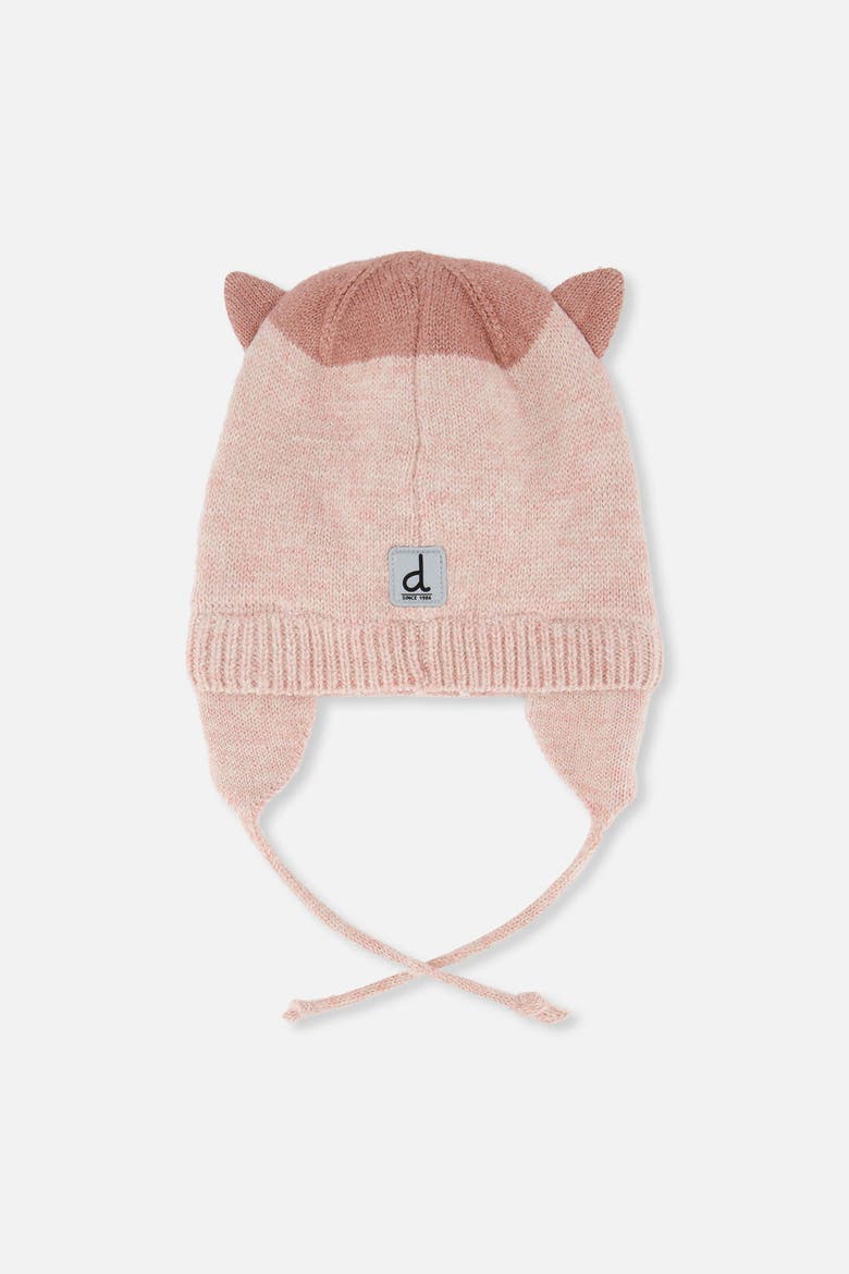 Leopard Face Fleece Lined Ear Flap Winter Knit Hat, Alternate, color, Pale Dusty Pink