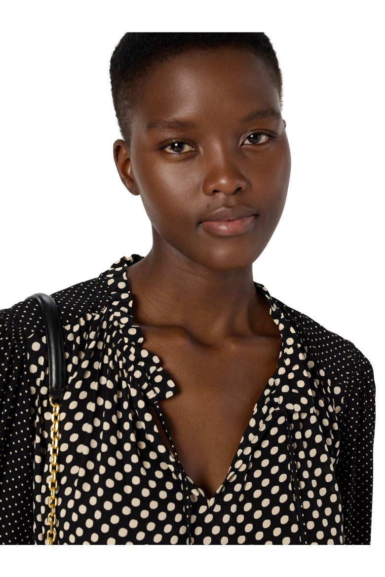 Arielle Tie Neck Polka Dot Blouse, Alternate, color, Black
