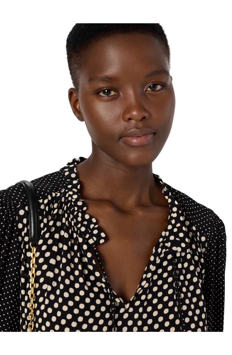 GERARD DAREL Arielle Tie Neck Polka Dot Blouse, Alternate, color, Black