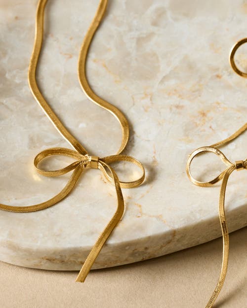 Katie Loxton Amelie Waterproof Gold Bow Necklace In Gold