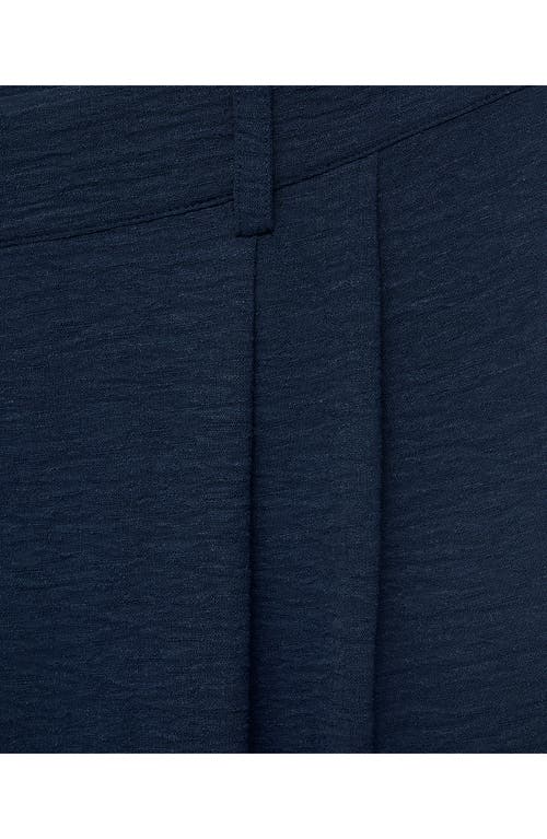 Mango Straight Fit Pleated Pants In Blue