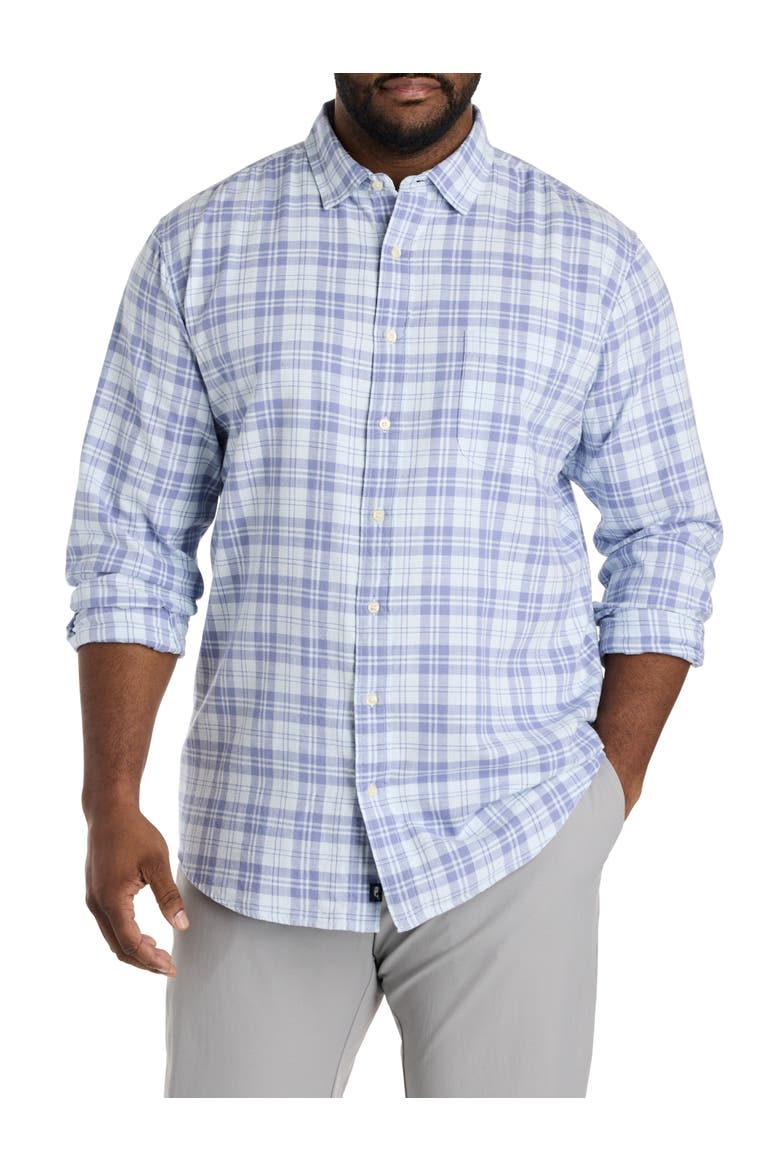 Big & Tall Hummock Plaid Island Flannel Sport Shirt, Main, color, ICE WATER