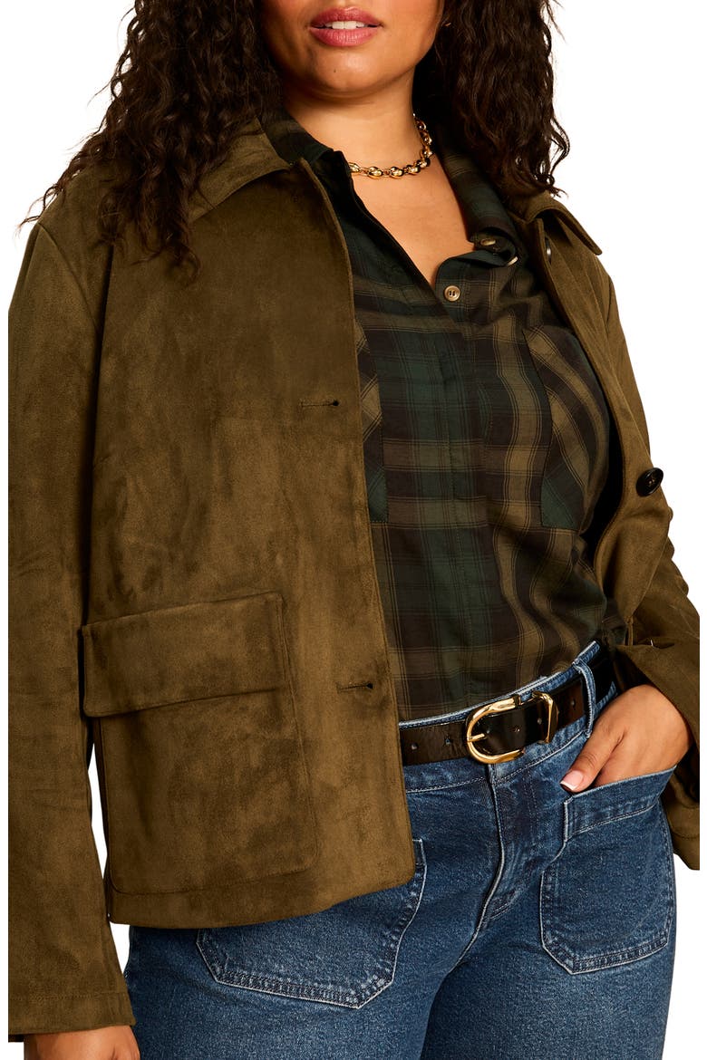 Avid Faux Suede Jacket, Alternate, color, LIGHT KALAMATA GREEN