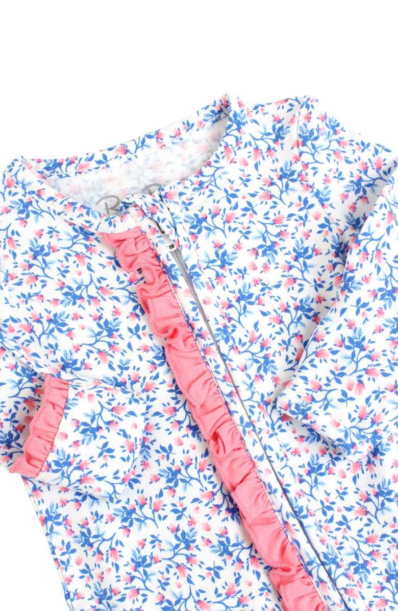 RuffleButts Kids' Tea Time Ruffle Fitted One-Piece Footie Pajamas, Alternate, color, 