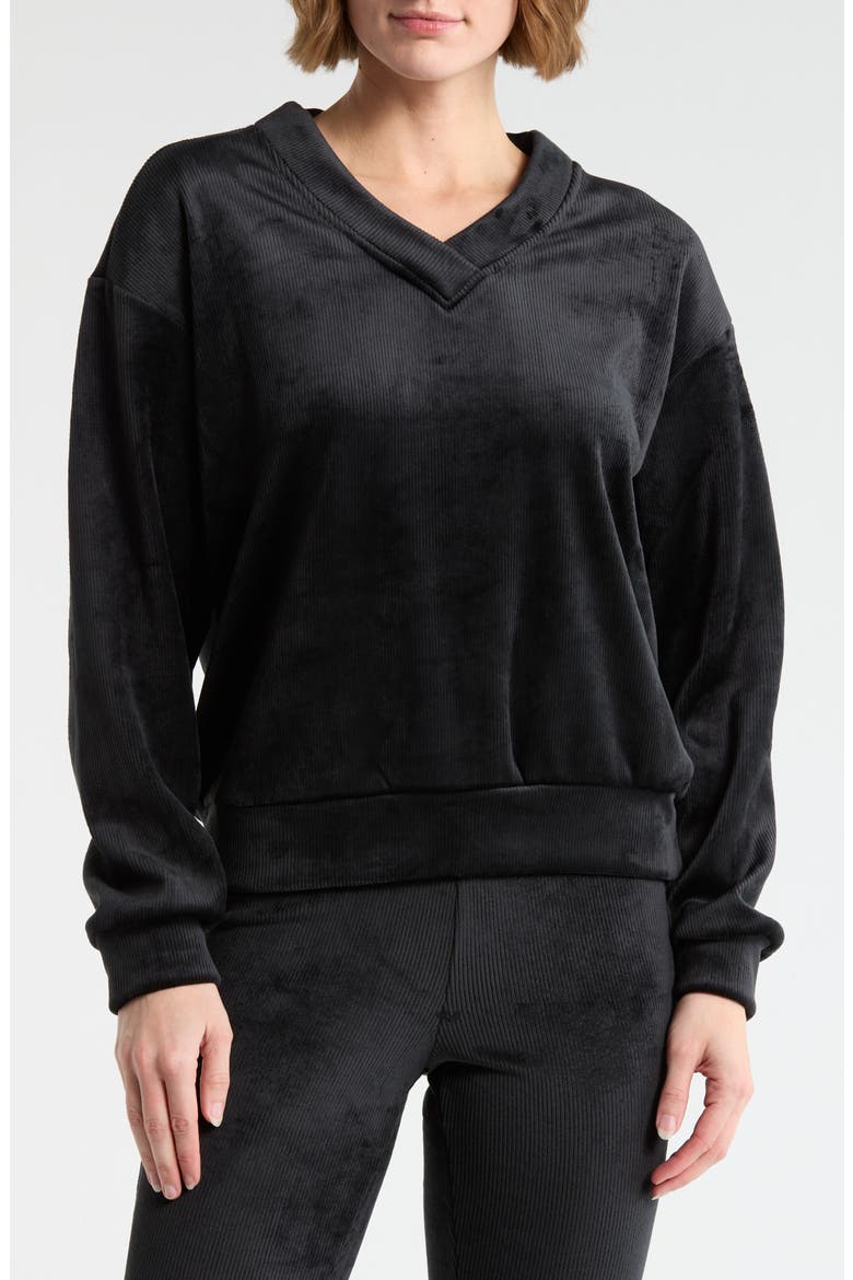 Dreamy Rib Coffee Run Sweatshirt, Main, color, BLACK