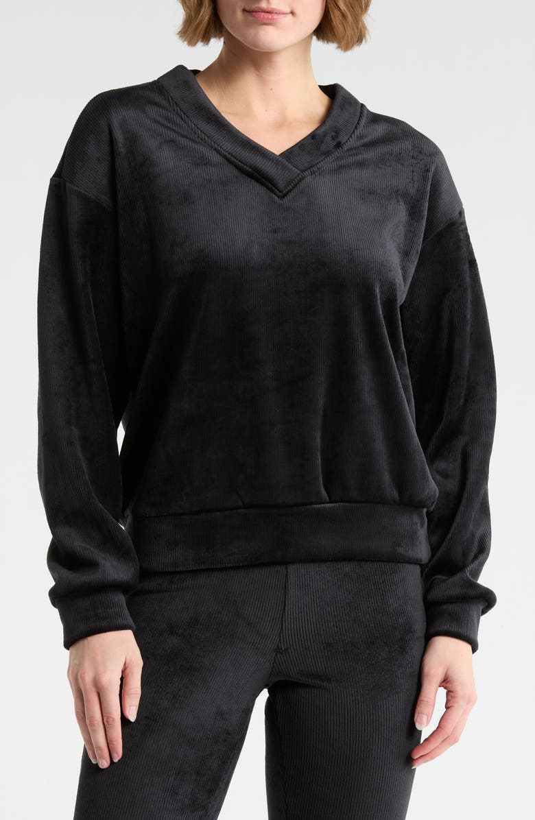 YOGALICIOUS Dreamy Rib Coffee Run Sweatshirt, Main, color, Black