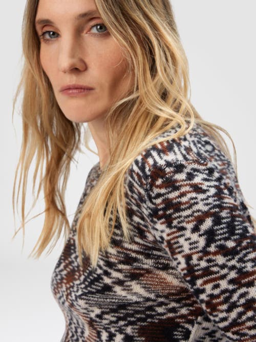 Missoni Crew Neck Sweater With Flame Pattern In Cashmere Blend In Multi