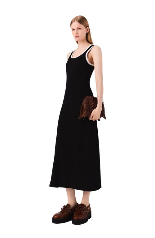 Maje Stretch-cotton Ribbed Maxi Dress In Black