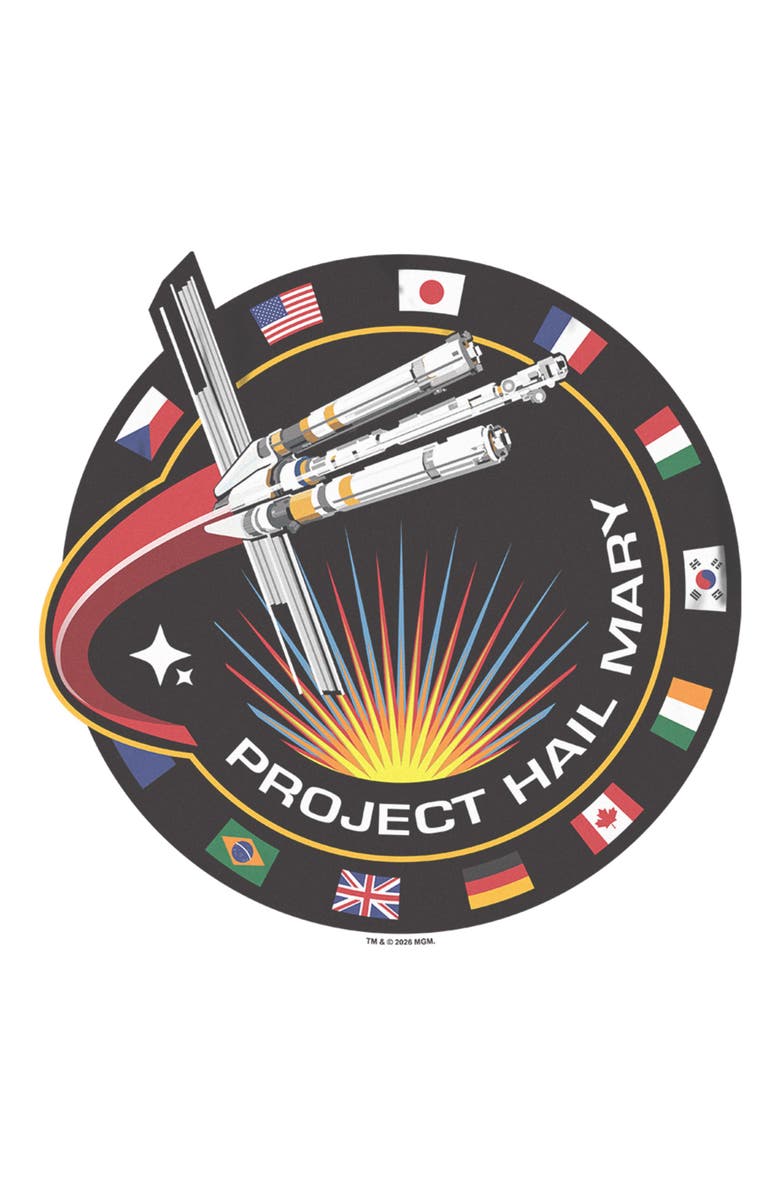 Project Hail Mary Men's Project Hail Mary Spacecraft Patch Graphic T-Shirt, Alternate, color, White