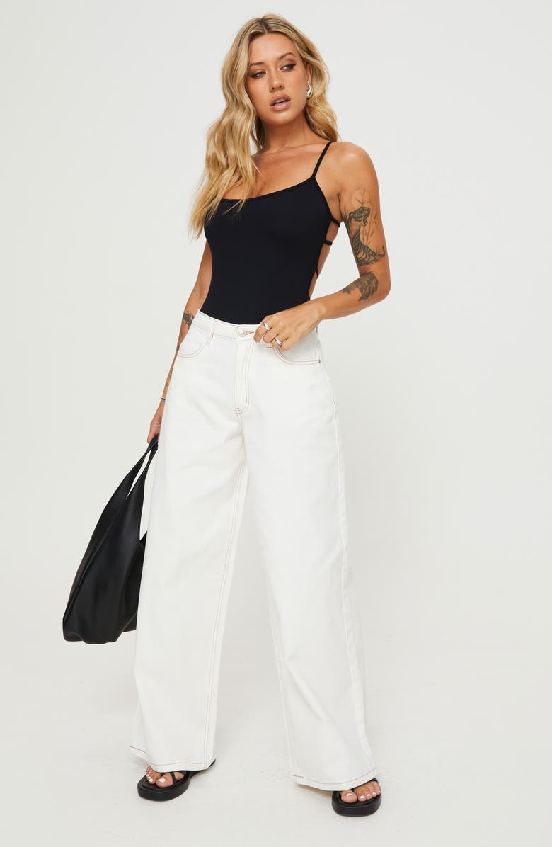 Princess Polly Naylor Mid Rise Wide Leg Jeans, Alternate, color, Cream