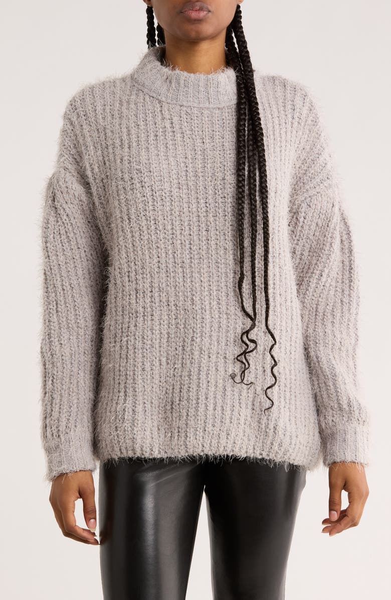 INDUSTRY REPUBLIC CLOTHING Mock Neck Eyelash Knit Sweater, Main, color, Pebble