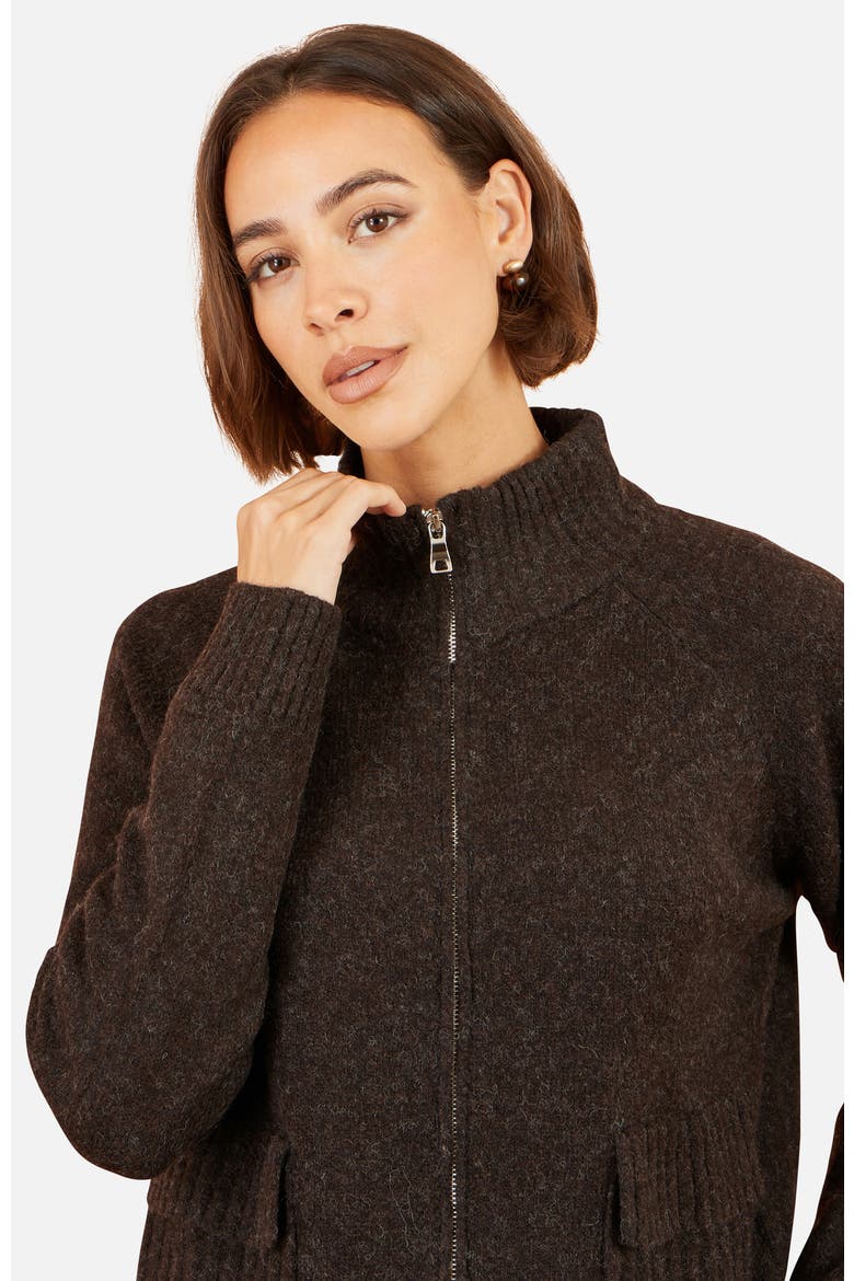 Zip Up Cardigan, Alternate, color, Brown