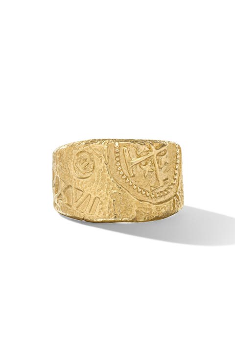 Men's Shipwreck Cigar Band Ring in 18K Yellow Gold, 15mm