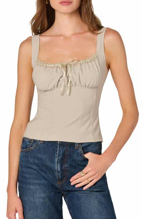 ASTR the Label Lace Trim Milkmaid Top