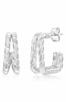 SIMONA Textured Double Row Hoop Earrings