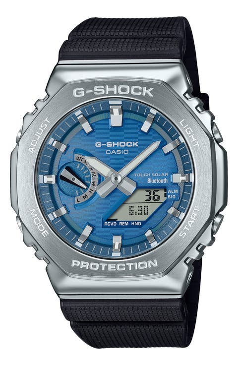 G-Steel GBM2100A-2B Ana-Digi Tough Solar Smartphone Linked Resin Strap Watch, 44.4mm