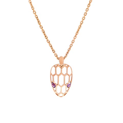 Serpenti Seduttori Pendant Necklace 18K Rose Gold with Amethyst