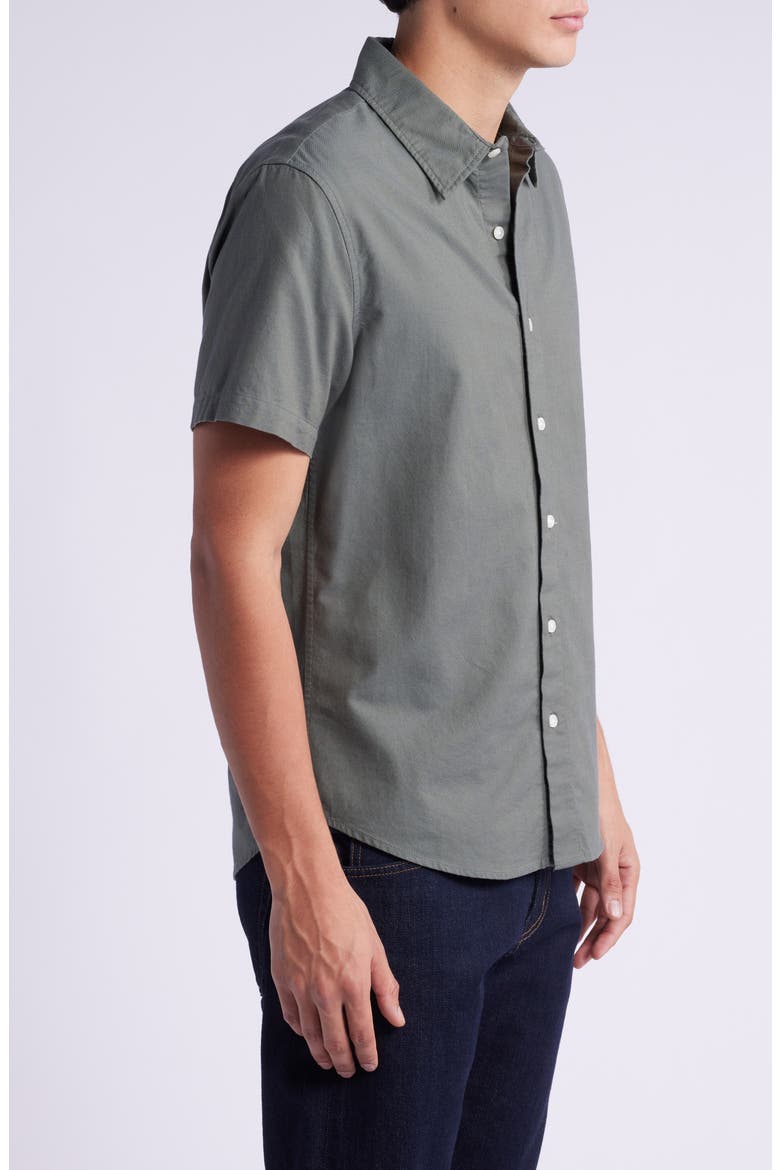 Riviera Solid Short Sleeve Button-Up Shirt, Alternate, color, SOLID OXFORD GREEN