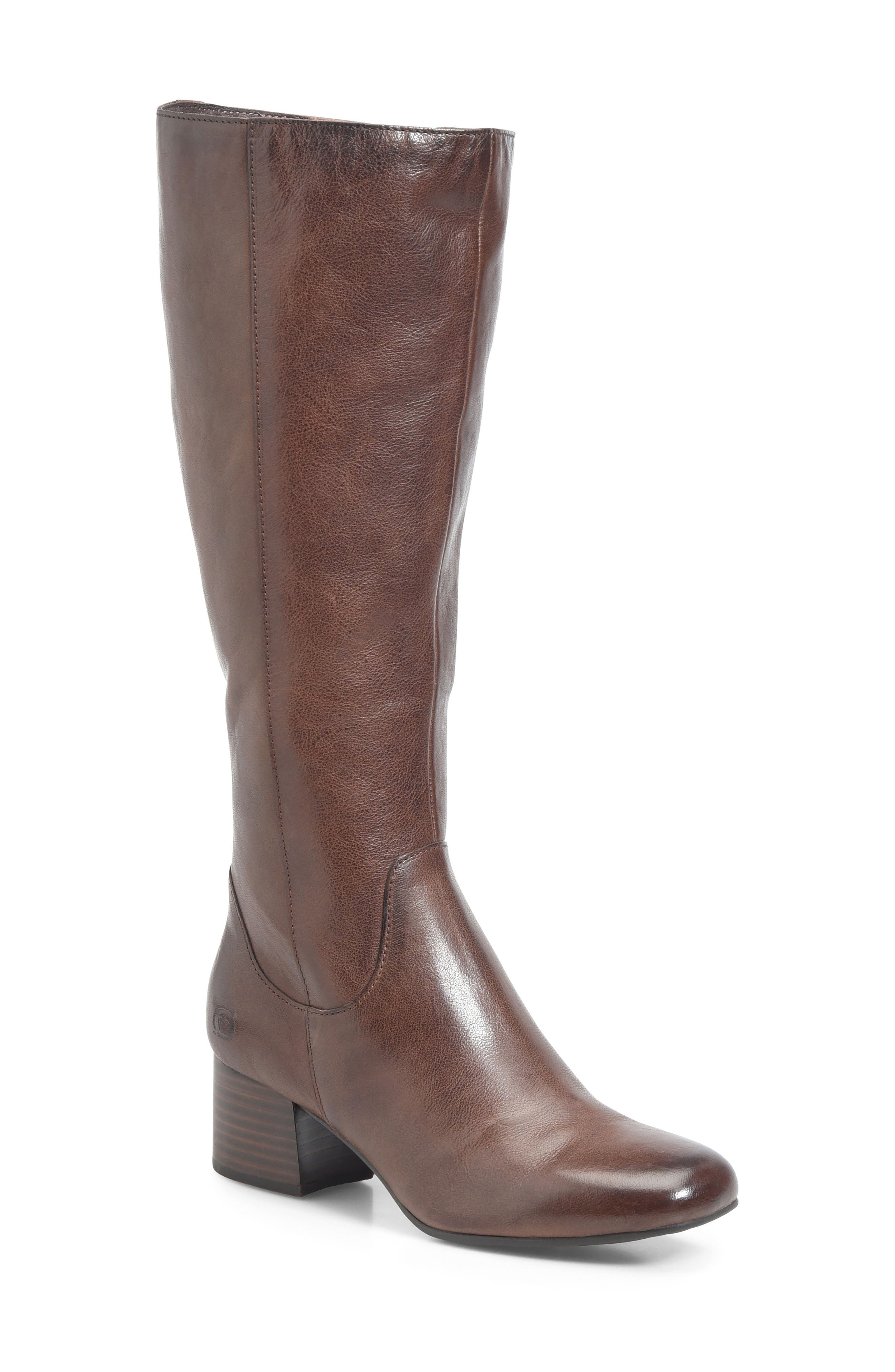 Avala Knee High Boot, Main, color, DARK BROWN LEATHER
