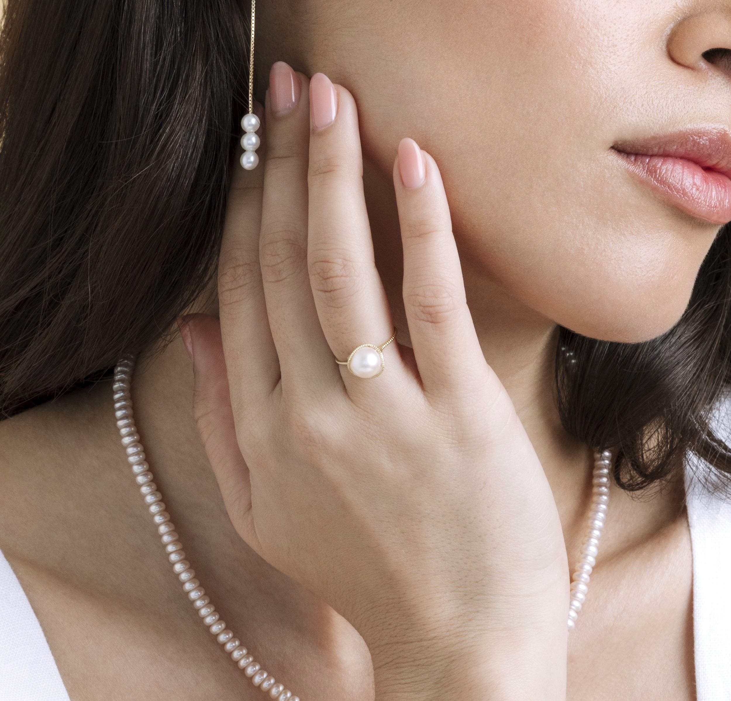 The Pearl Source 14K Gold Akoya Pearl Raven Ring (Women) | Nordstrom