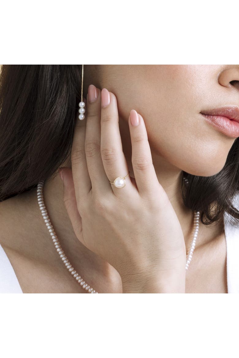 14K Gold Freshwater Pearl Raven Ring, Alternate, color, Yellow Gold