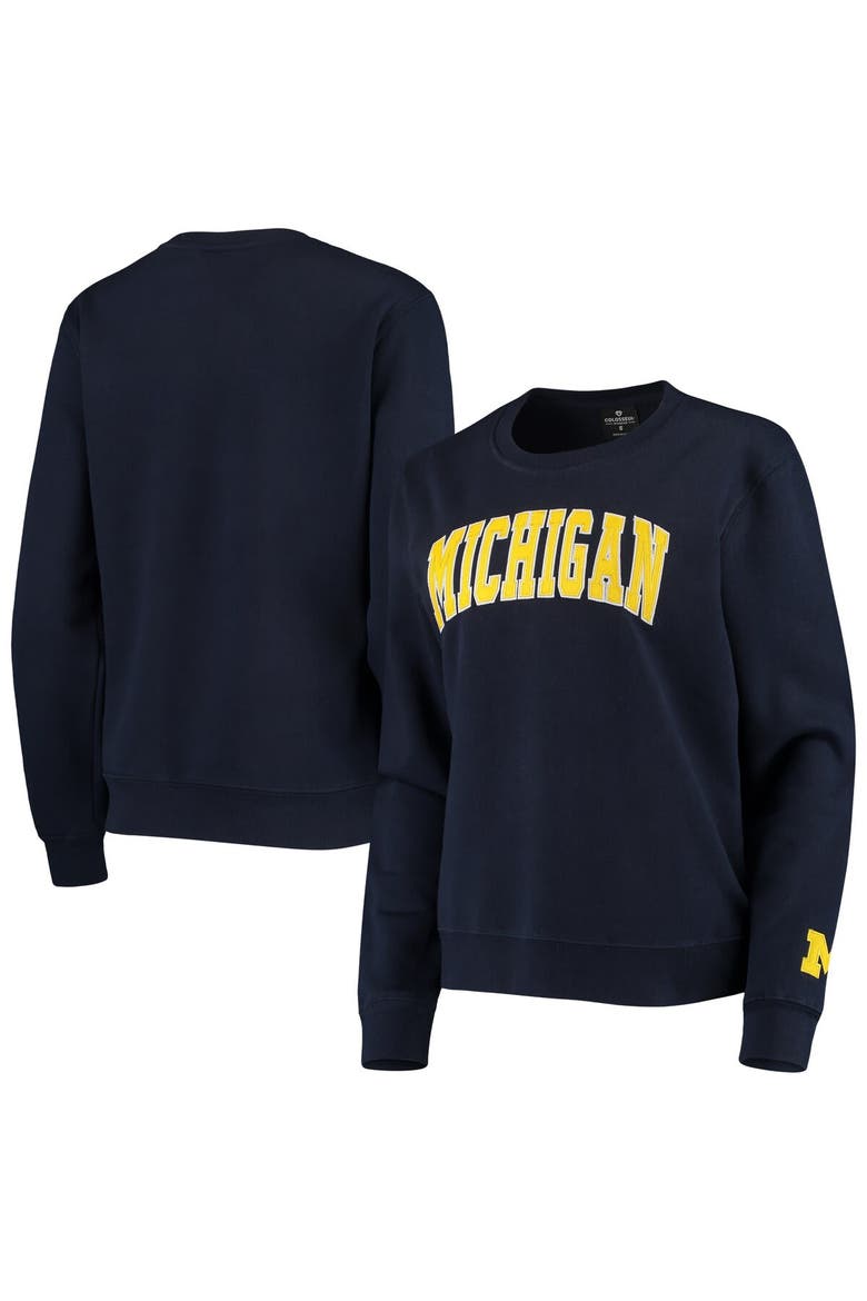 Women's Colosseum Navy Michigan Wolverines Campanile Pullover Sweatshirt, Main, color, Navy