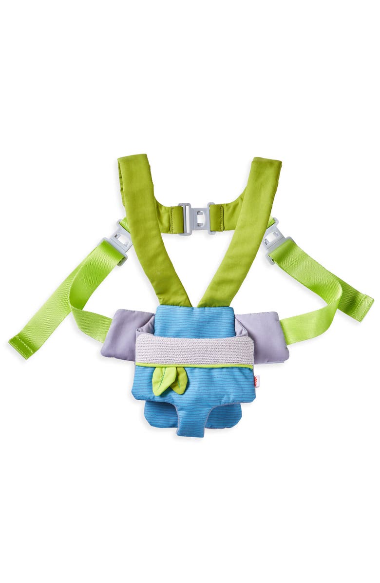 HABA Doll Carrier - Summer Meadow - Fits up to 15" Dolls or Stuffed Animals, Main, color, Blue Multi