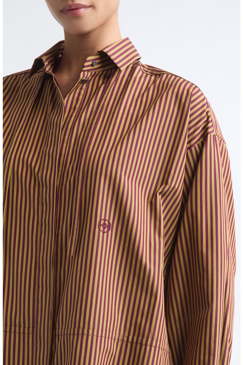 Dune Striped Cotton Shirt, Alternate, color, BURGUNDY / OCHRE