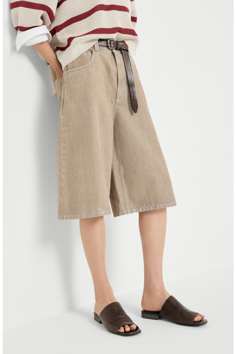 Denim Bermuda shorts, Alternate, color, Beige